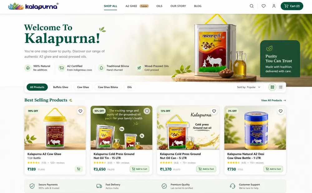 Kalapurna website, built by Grabodo